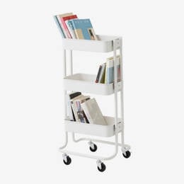Kệ để đồ 3 tầng nhà bếp có bánh xe - Màu trắng - INP743WHT
